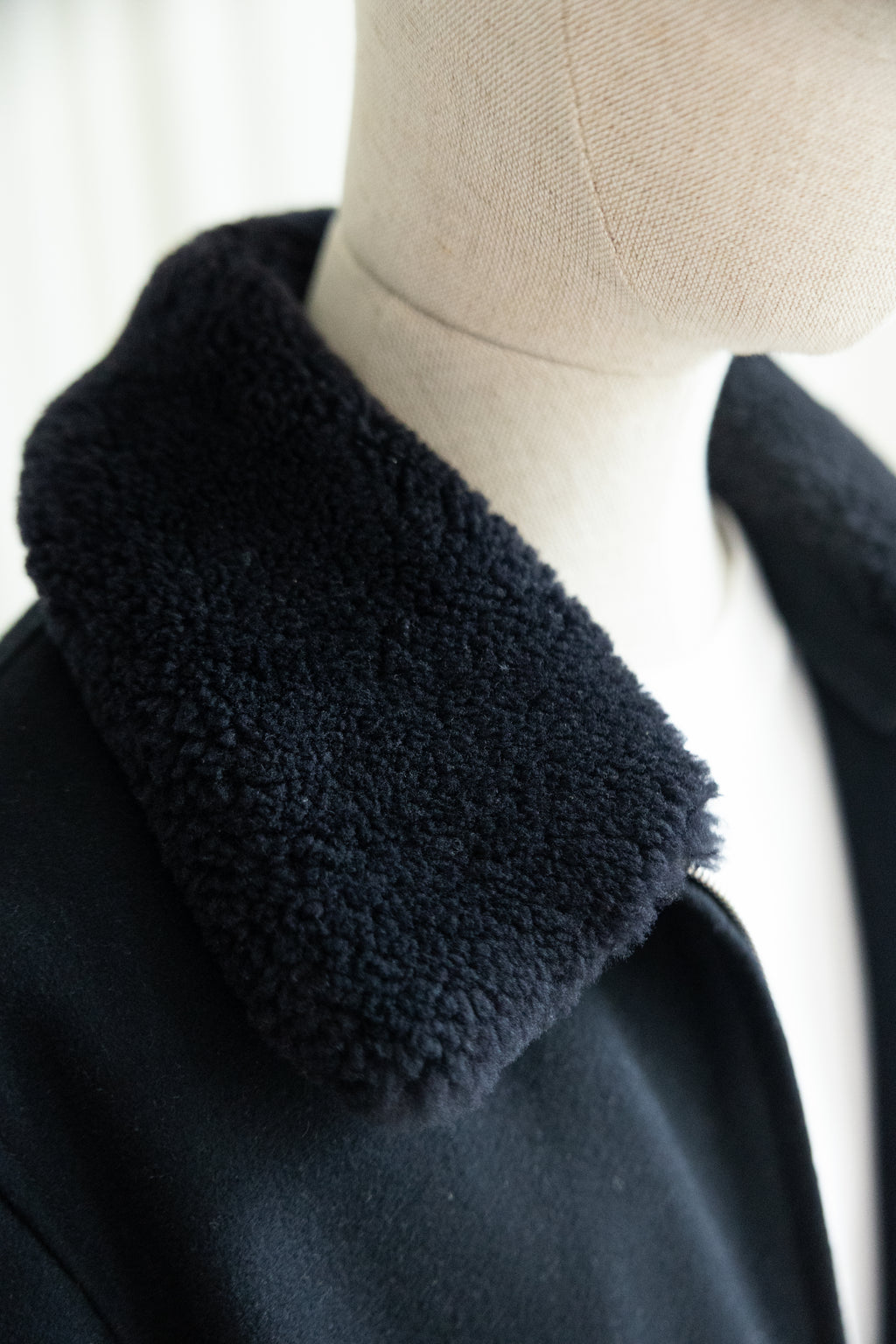 Sandro Paris Wool Aviator Bomber Jacket with Shearling Collar
