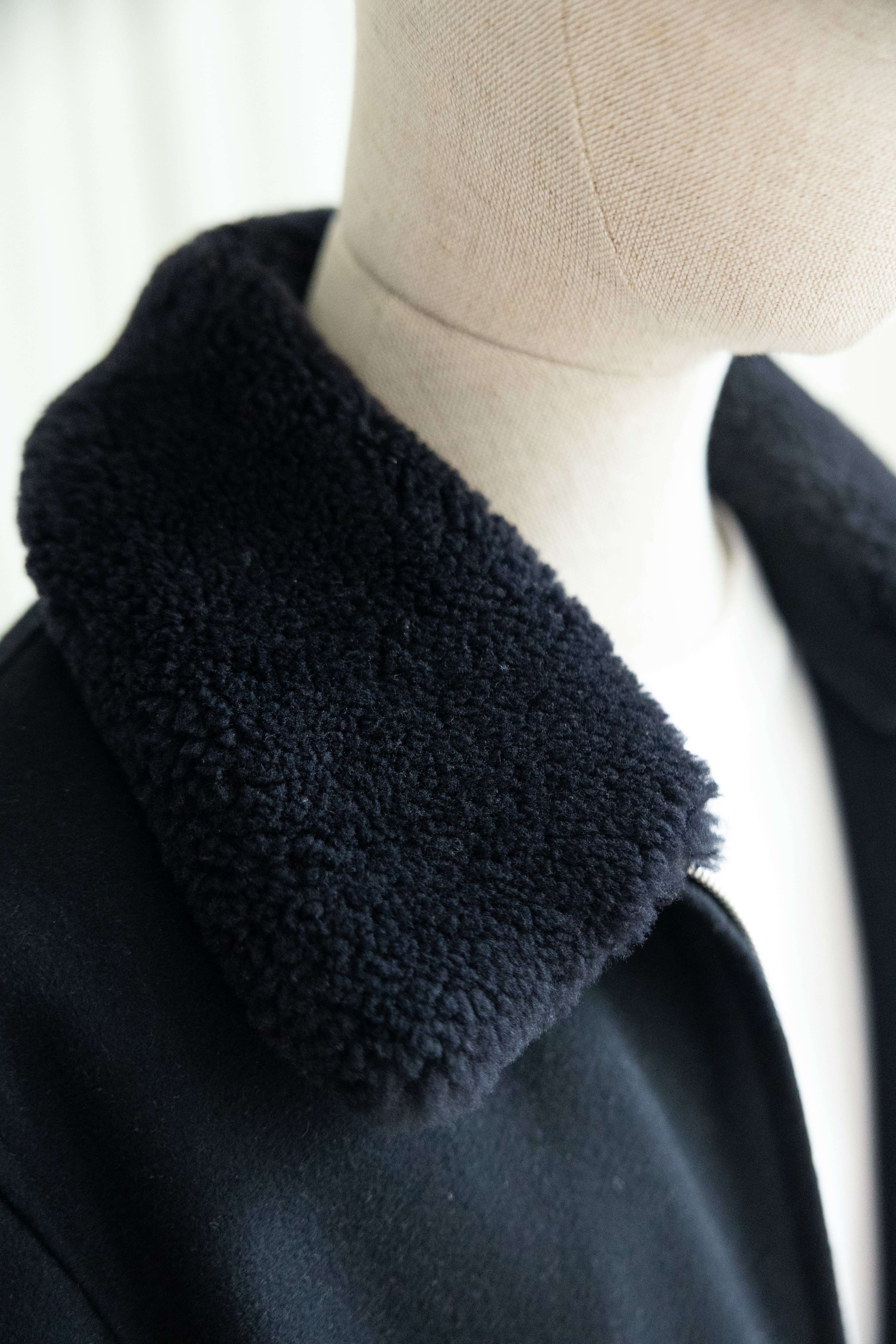 Sandro Paris Wool Aviator Bomber Jacket with Shearling Collar