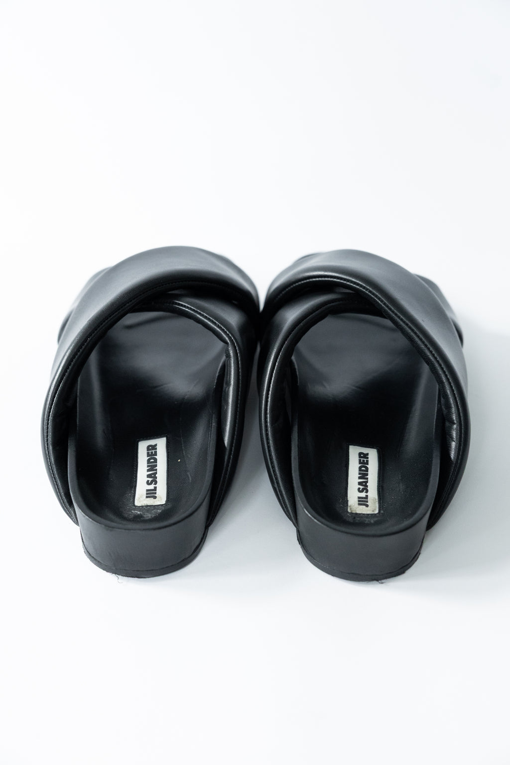 Jil Sander Padded Cross Strap Leather Slide Sandals