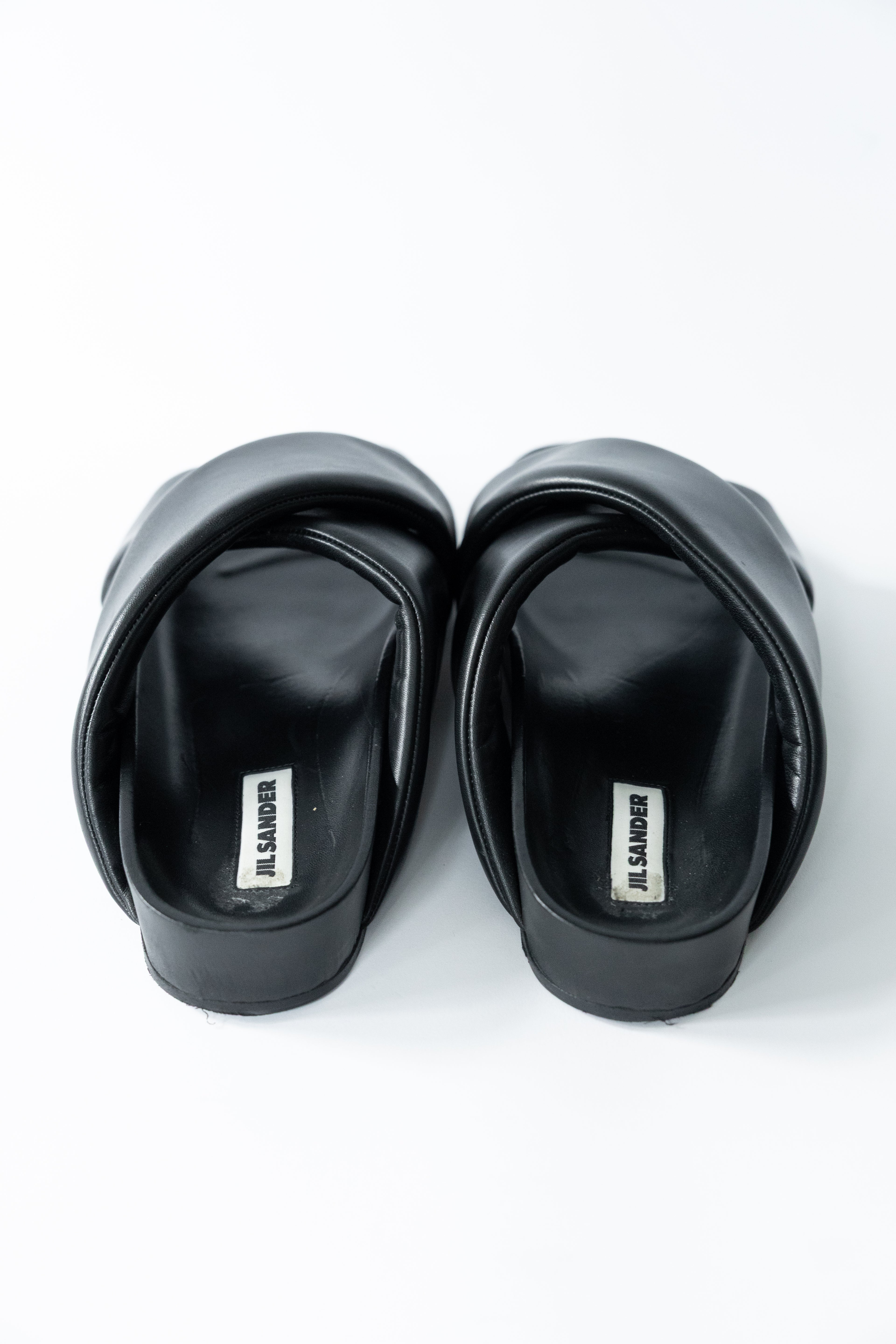 Jil Sander Padded Cross Strap Leather Slide Sandals