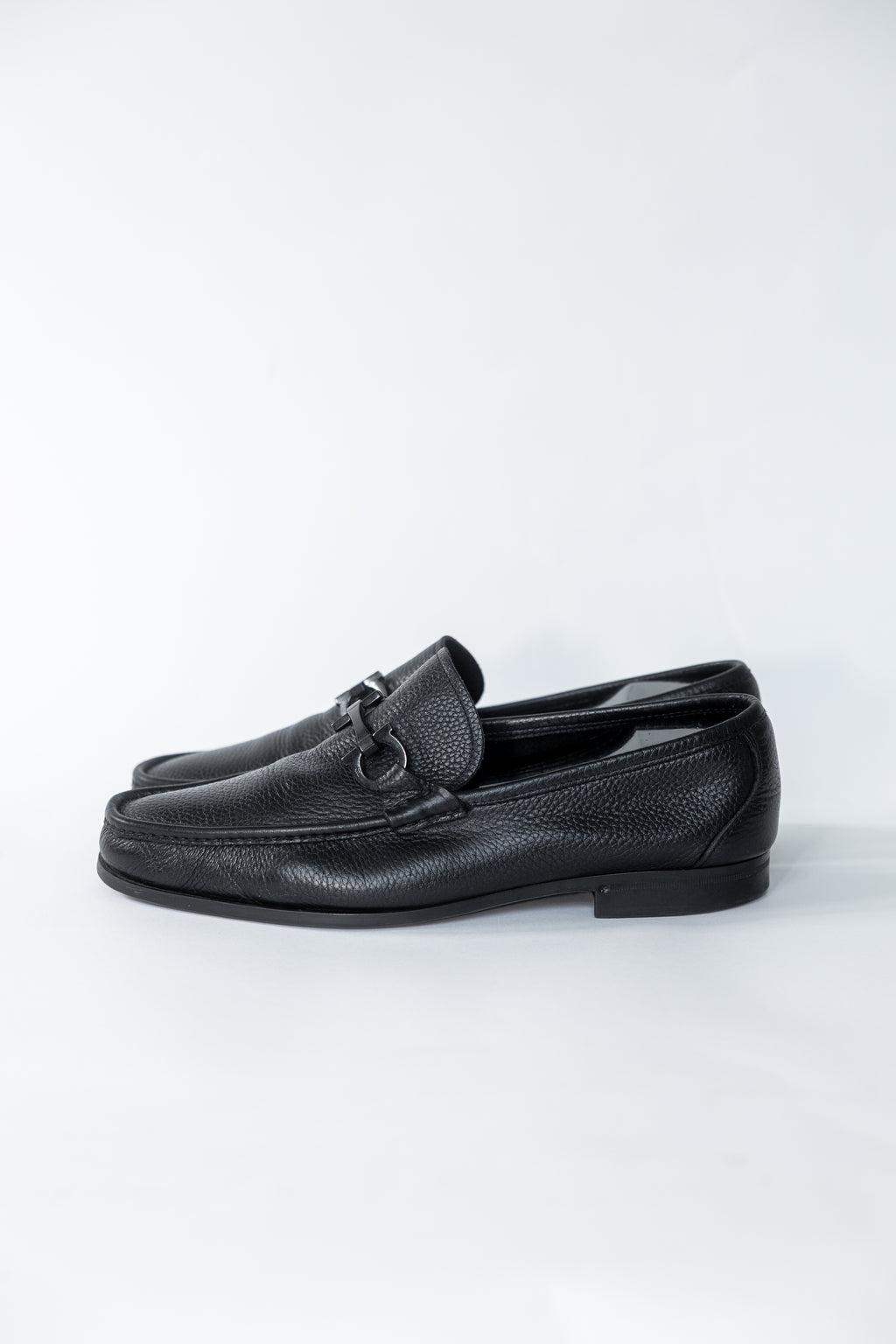 Ferragamo Pebbled Leather Gancini Loafers