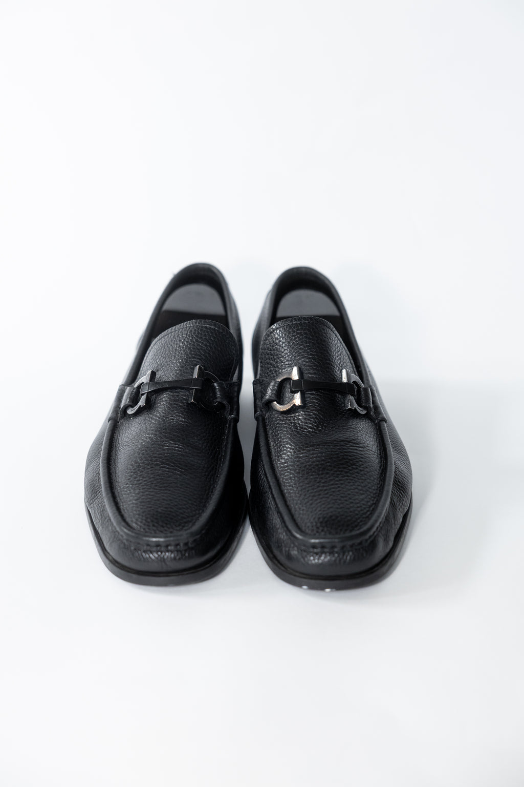 Ferragamo Pebbled Leather Gancini Loafers