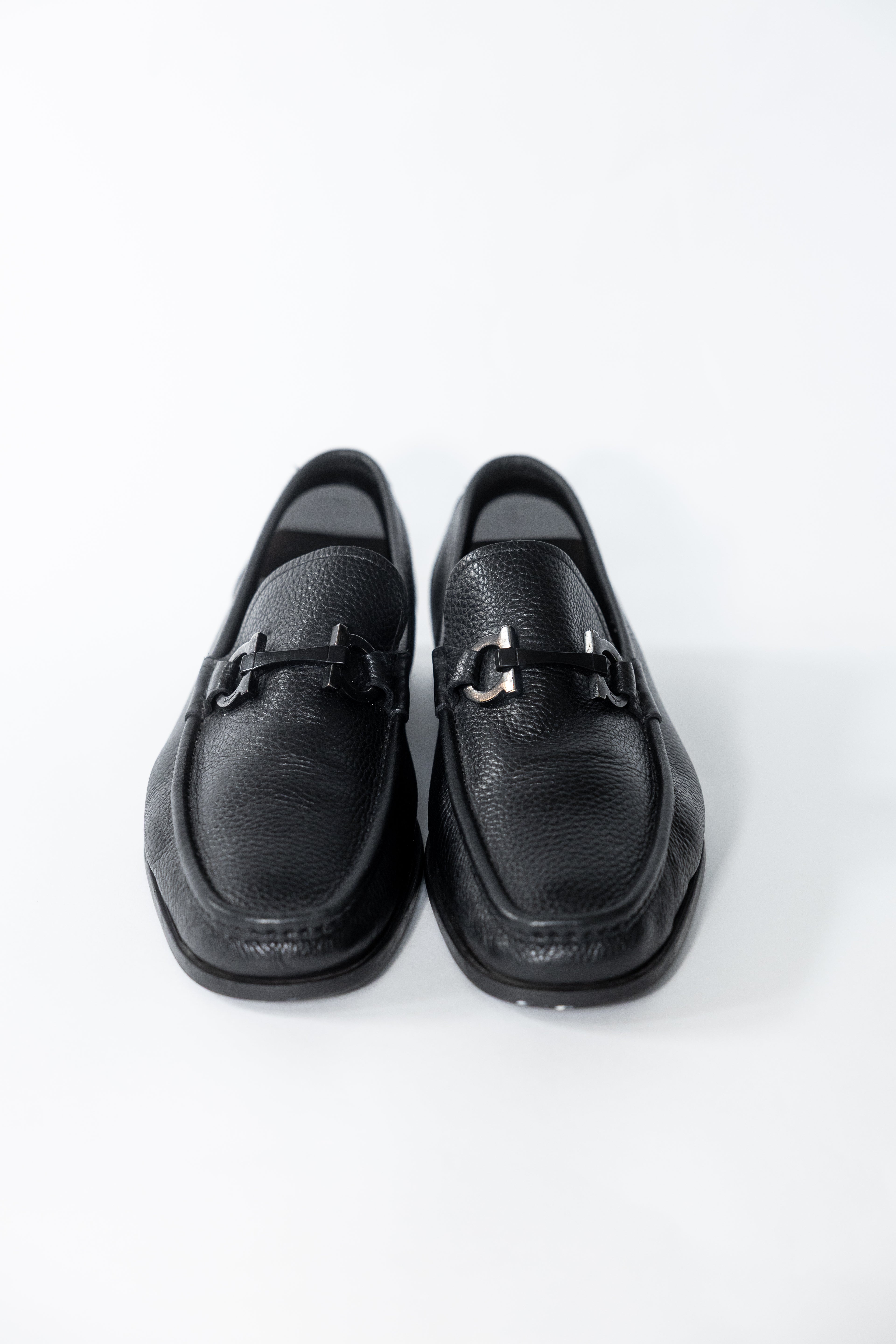 Ferragamo Pebbled Leather Gancini Loafers